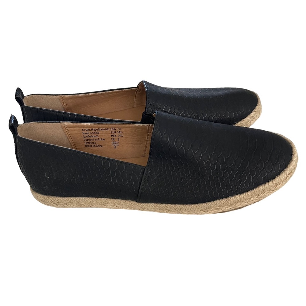 NWOT BRASH Black Slip on Loafer Faux Leather Snakeskin Loafer. Size 7.5
